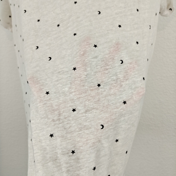 Rails Cara Stars & Moon Print V-neck Short-sleeve Tshirt Sheer Linen Blend SM - Picture 9 of 9